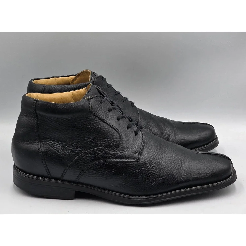 Sandro Moscoloni Soft Black Textured Leather chukka black boots New Sz 10D